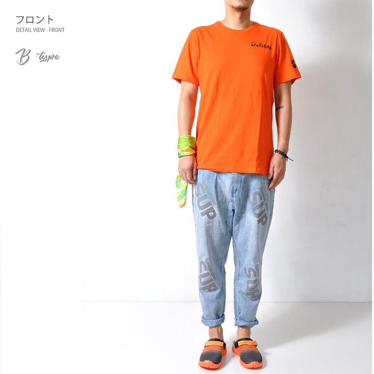 新品未使用♡リンカブル LINKABLE フレアタグTシャツ ホワイト×オレンジ LINKABLE