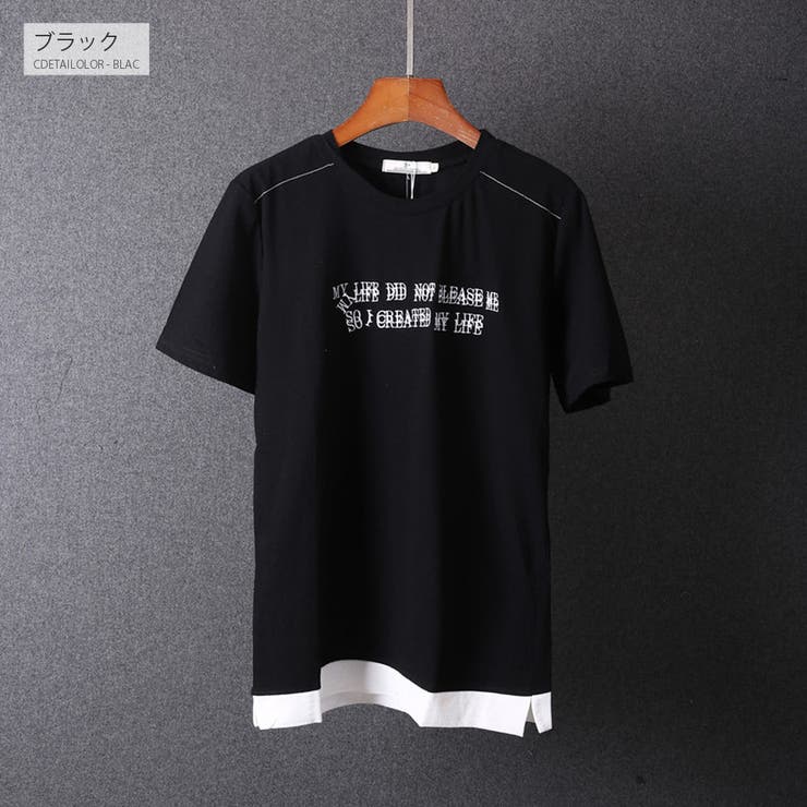 フェイクレイヤード ロゴ刺繍Tシャツ 半袖 | RAiseNsE  | 詳細画像14 