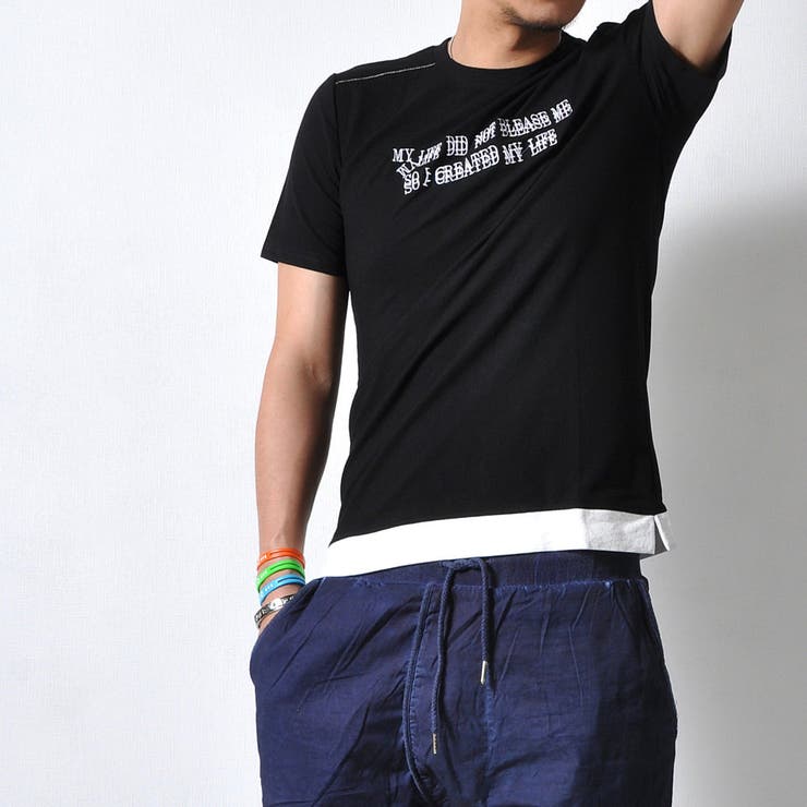 フェイクレイヤード ロゴ刺繍Tシャツ 半袖 | RAiseNsE  | 詳細画像8 