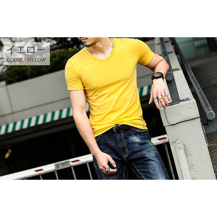 Vネック カラーTシャツ トップス | RAiseNsE  | 詳細画像3 