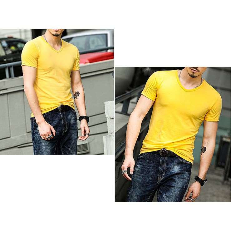 Vネック カラーTシャツ トップス | RAiseNsE  | 詳細画像4 