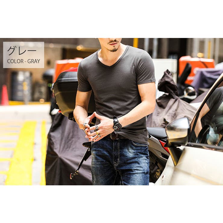 Vネック カラーTシャツ トップス | RAiseNsE  | 詳細画像9 