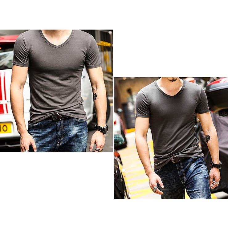 Vネック カラーTシャツ トップス | RAiseNsE  | 詳細画像10 