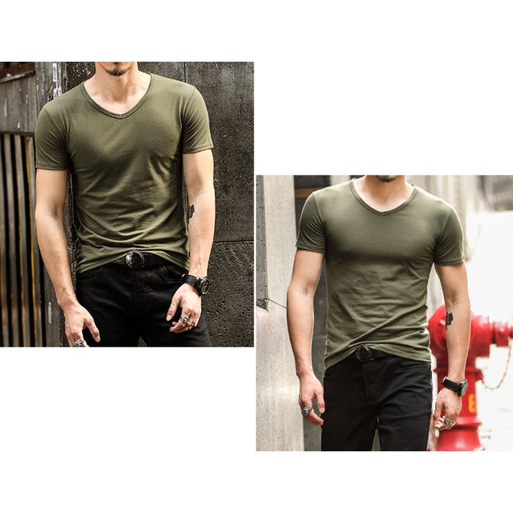 Vネック カラーTシャツ トップス | RAiseNsE  | 詳細画像14 