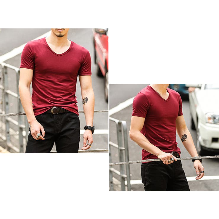 Vネック カラーTシャツ トップス | RAiseNsE  | 詳細画像18 