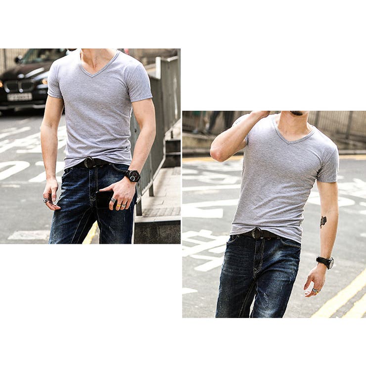 Vネック カラーTシャツ トップス | RAiseNsE  | 詳細画像22 