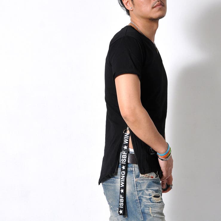 サイドジップデザイン テールカット 半袖Tシャツ | RAiseNsE  | 詳細画像6 