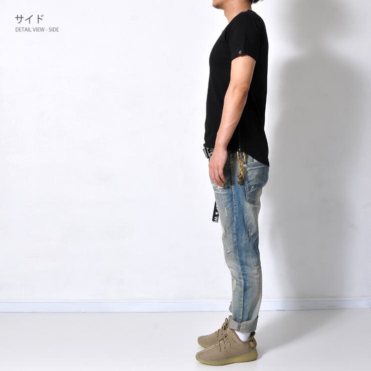 サイドジップデザイン テールカット 半袖Tシャツ | RAiseNsE  | 詳細画像14 