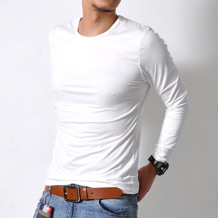 クルーネック：ホワイト | シンプル 長袖 Tシャツ | RAiseNsE 