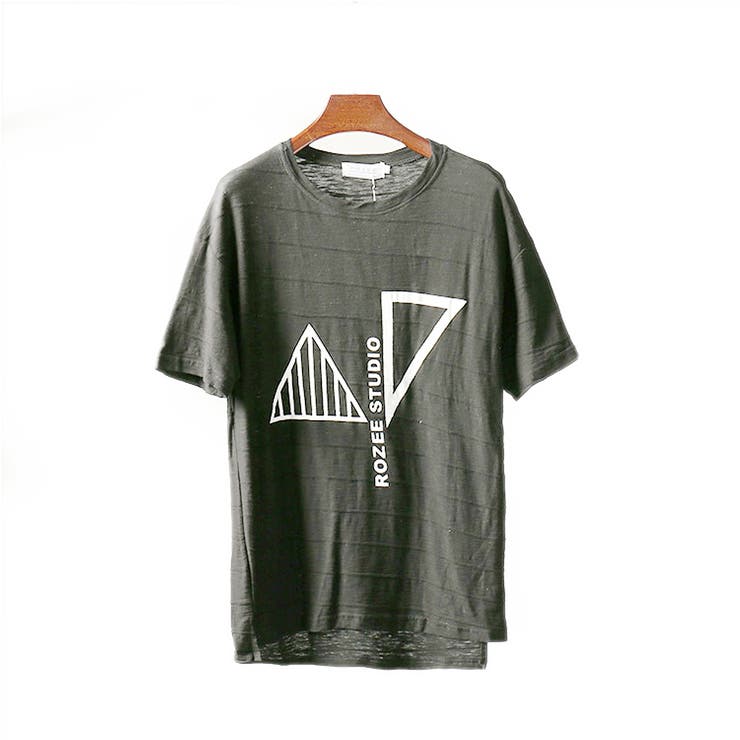 グレー | ボーダーピンタック グラフィック 半袖Tシャツ | RAiseNsE 