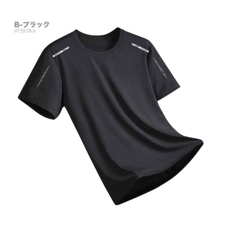 B-ブラック | サラサラ 速乾 半袖Tシャツ メンズ 冷感 スポーツ 夏[8色]#TA192 | RAiseNsE 