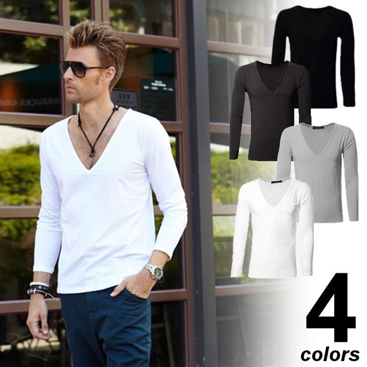 長袖Tシャツ Vネック シンプル | RAiseNsE  | 詳細画像1 