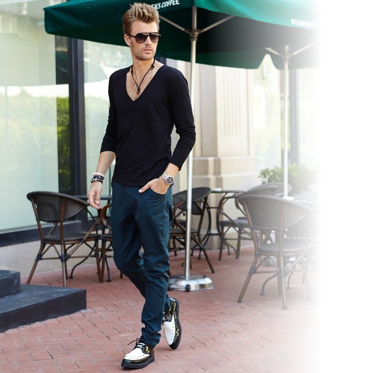 長袖Tシャツ Vネック シンプル | RAiseNsE  | 詳細画像3 