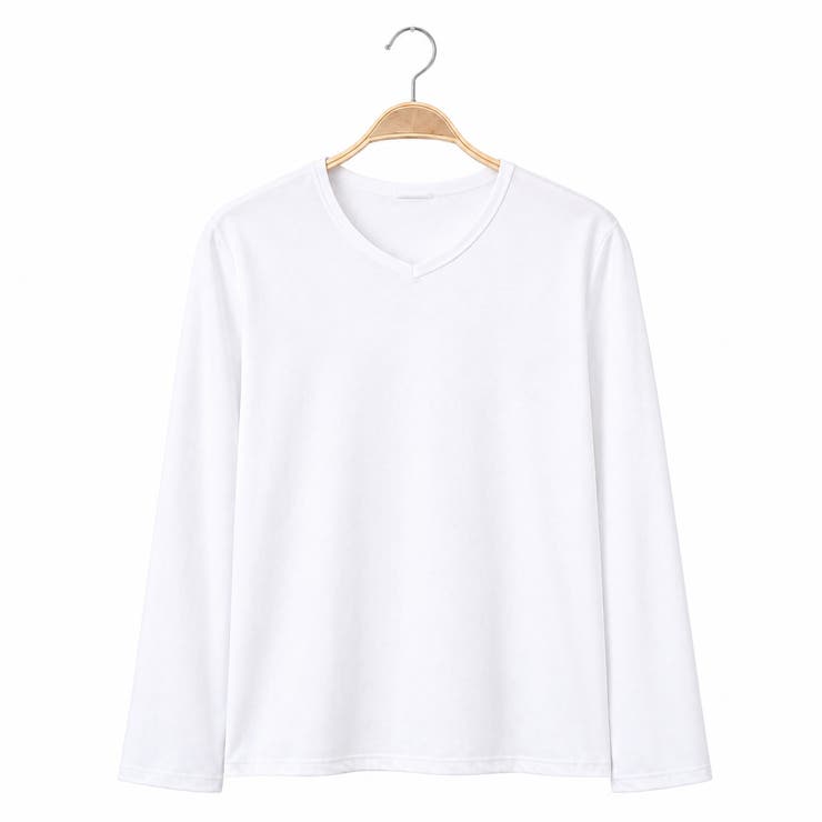 ホワイト | Vネック カラーロングスリーブTシャツ トップス | RAiseNsE 