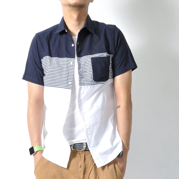 半袖シャツ カラー切替 胸ポケットシンプル 品番 Rscm Raisense ライセンス のメンズファッション 通販 Shoplist ショップリスト