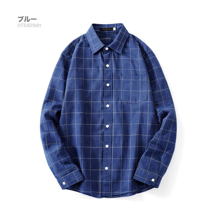 ブルー | 長袖 チェック柄シャツ メンズ | RAiseNsE 