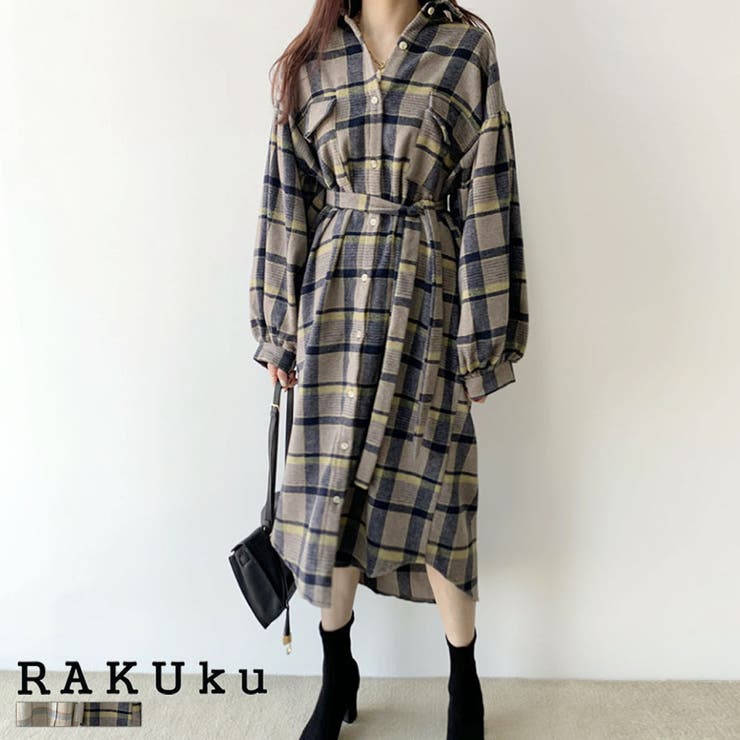 ウール調素材2wayチェックワンピース 秋 冬 ワンピース 品番 Rkkw Rakuku ラクク のレディースファッション通販 Shoplist ショップリスト