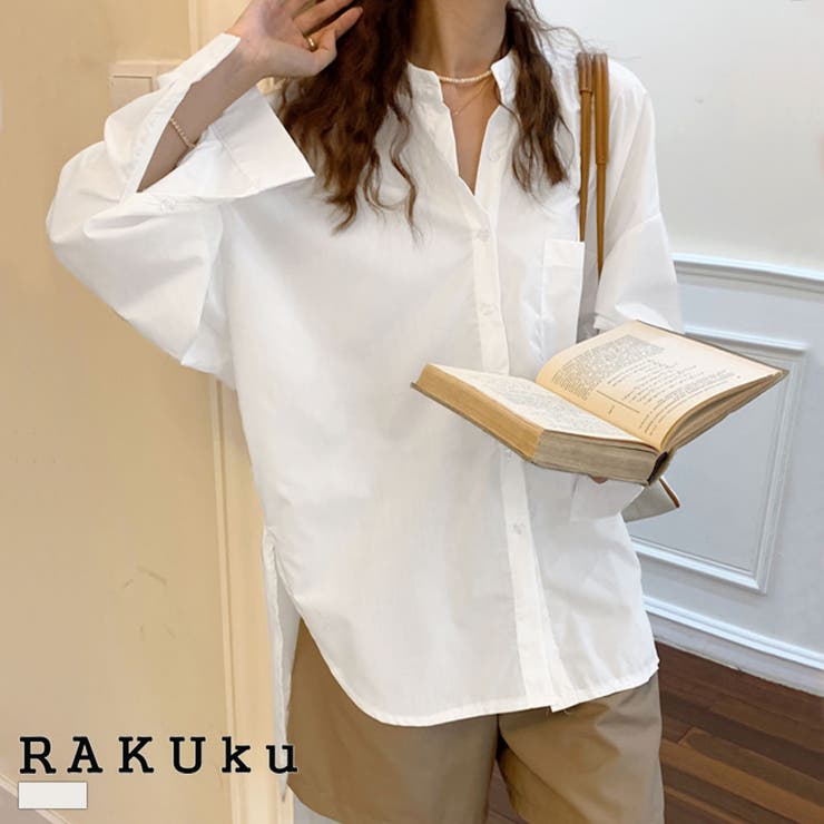 オーバーサイズバンドカラーシャツ 春 夏 秋 品番 Rkkw Rakuku ラクク のレディースファッション 通販 Shoplist ショップリスト