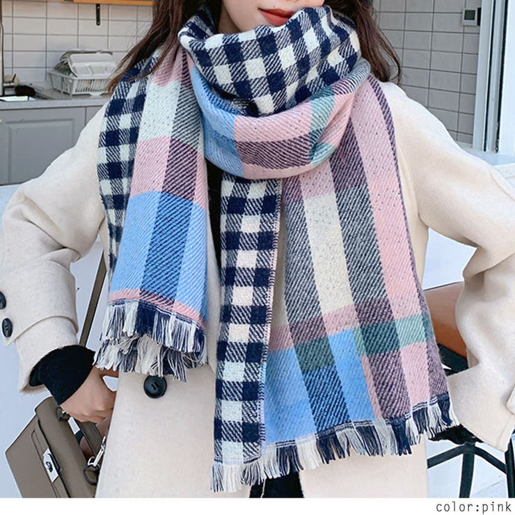 幾何学チェックリバーシブルマフラーギンガムチェック チェック ブロック柄 品番 Rkkw Rakuku ラクク のレディースファッション通販 Shoplist ショップリスト
