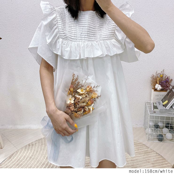 大きめフリルが可愛いチュニックブラウス 春 夏 秋 品番 Rkkw Rakuku ラクク のレディースファッション通販 Shoplist ショップリスト