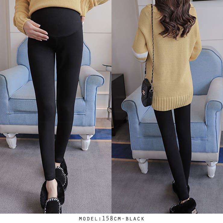ブラック | マタニティ♪裏起毛シンプルレギンス | RAKUku