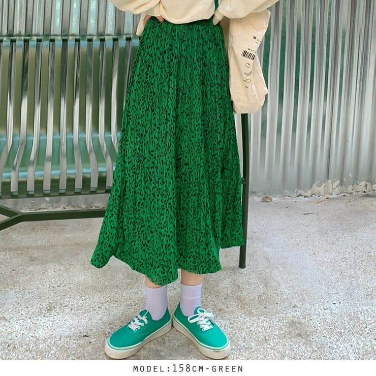 総柄ミモレ丈プリーツスカート プリーツスカート 数量限定セール