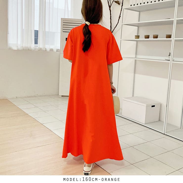 マキシ丈Aライン半袖Tシャツワンピース[品番：RKKW0002196]｜RAKUku