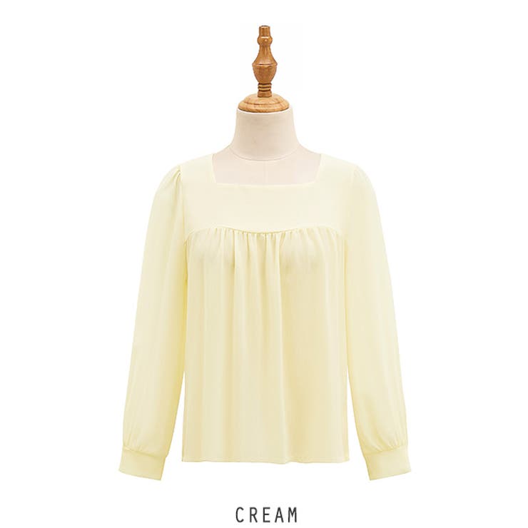 クリーム | スクェアネック シフォンブラウス | RAKUku