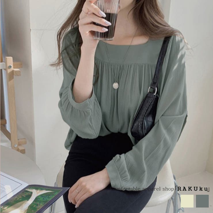 スクェアネック シフォンブラウス | RAKUku | 詳細画像1 