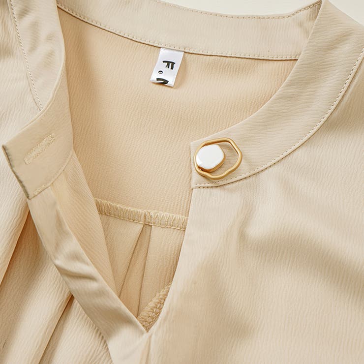 ネックボタン ポイント オフィスブラウス 韓国ファッション | RAKUku | 詳細画像9 