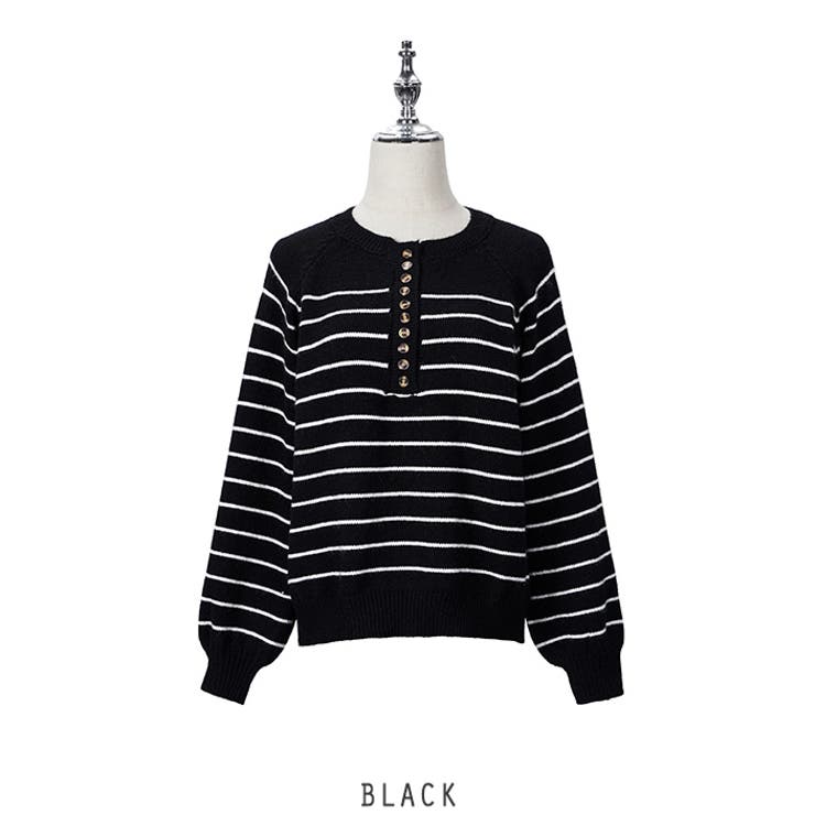 ブラック | フレンチ ボーダーソフトニット 2色 韓国ファッション | RAKUku