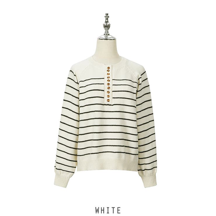 ホワイト | フレンチ ボーダーソフトニット 2色 韓国ファッション | RAKUku