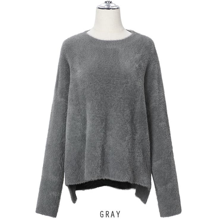 グレー | ふわふわ フェザーヤーン ニット プルオーバー 6色 | RAKUku