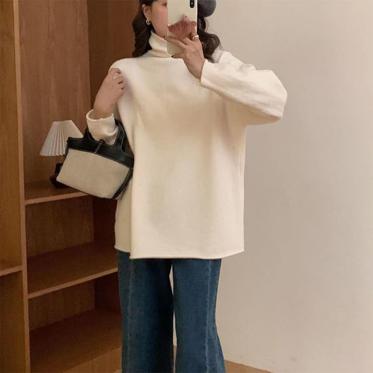 タートルネック ゆったり ニット トップス 韓国ファッション 4color | RAKUku | 詳細画像9 