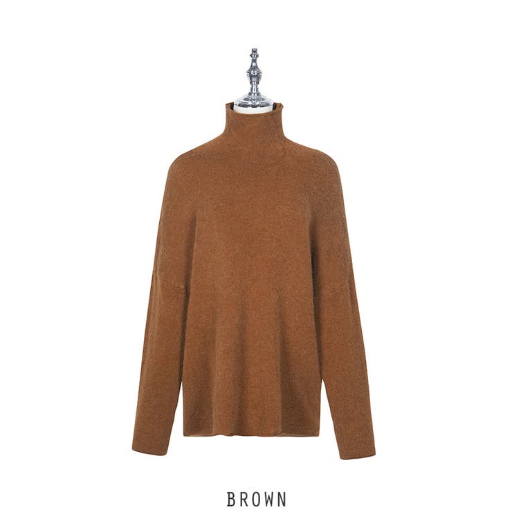 ブラウン | タートルネック ゆったり ニット トップス 韓国ファッション 4color | RAKUku