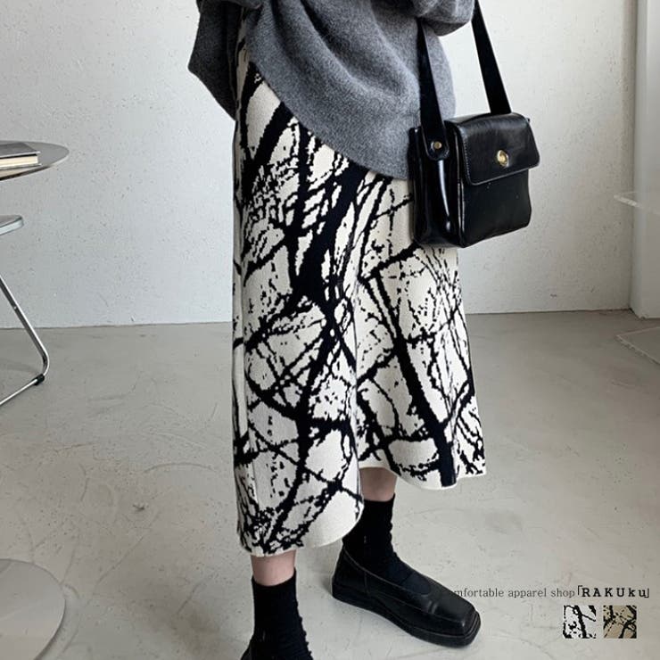 ペイント柄カジュアルスカート 2color 韓国ファッション | RAKUku | 詳細画像1 