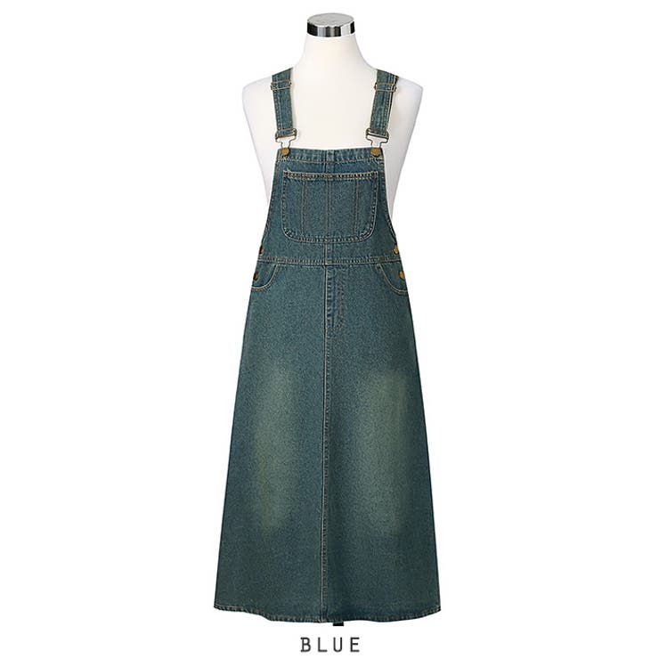 ブルー | デニムサロペットワンピース | RAKUku