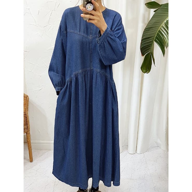 韓国ファッション デニムワンピース ロング丈 | RAKUku | 詳細画像3 