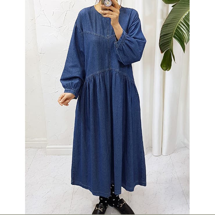 韓国ファッション デニムワンピース ロング丈 | RAKUku | 詳細画像5 