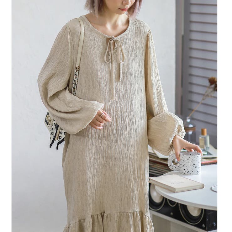 ゆったり パフスリーブロングワンピース 3color | RAKUku | 詳細画像10 