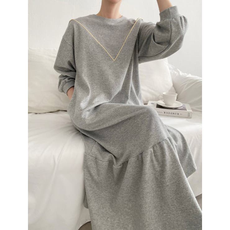 裏起毛 ゆったり ティアード ロング ワンピース 長袖 3color | RAKUku | 詳細画像10 