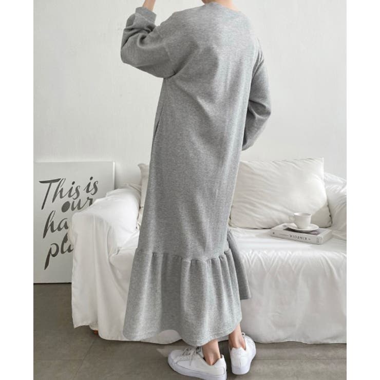 裏起毛 ゆったり ティアード ロング ワンピース 長袖 3color | RAKUku | 詳細画像11 