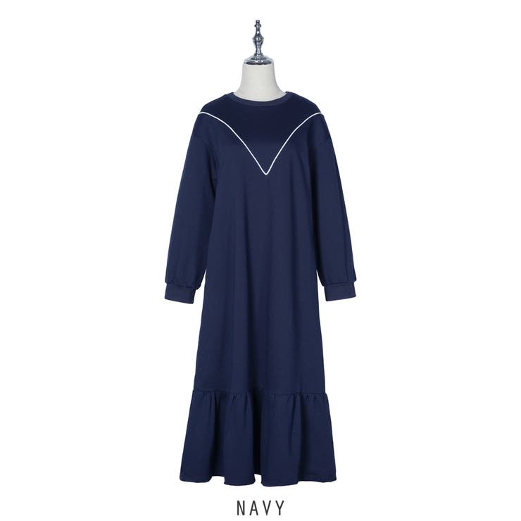 裏起毛 ゆったり ティアード ロング ワンピース 長袖 3color | RAKUku | 詳細画像13 