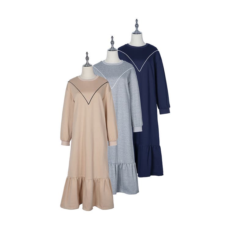 裏起毛 ゆったり ティアード ロング ワンピース 長袖 3color | RAKUku | 詳細画像17 