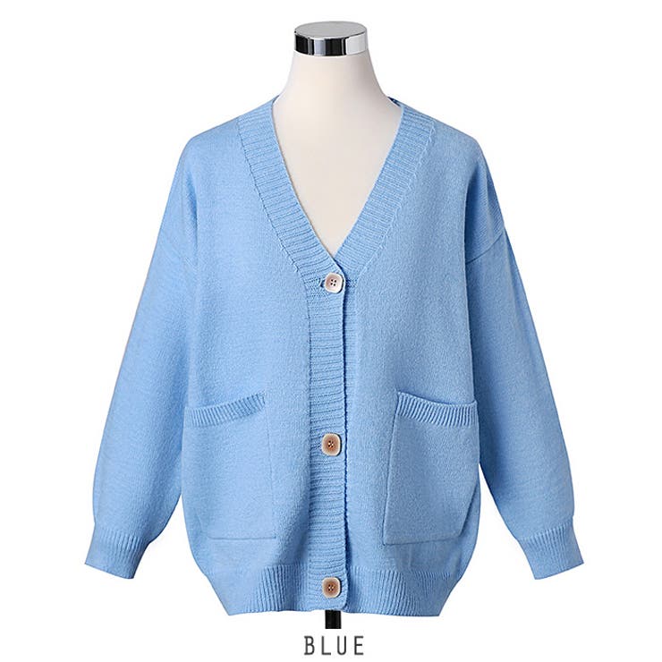 ブルー | ゆったり ニットカーディガン 3color | RAKUku
