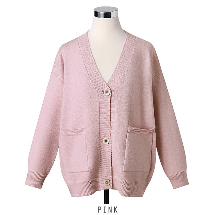 ピンク | ゆったり ニットカーディガン 3color | RAKUku