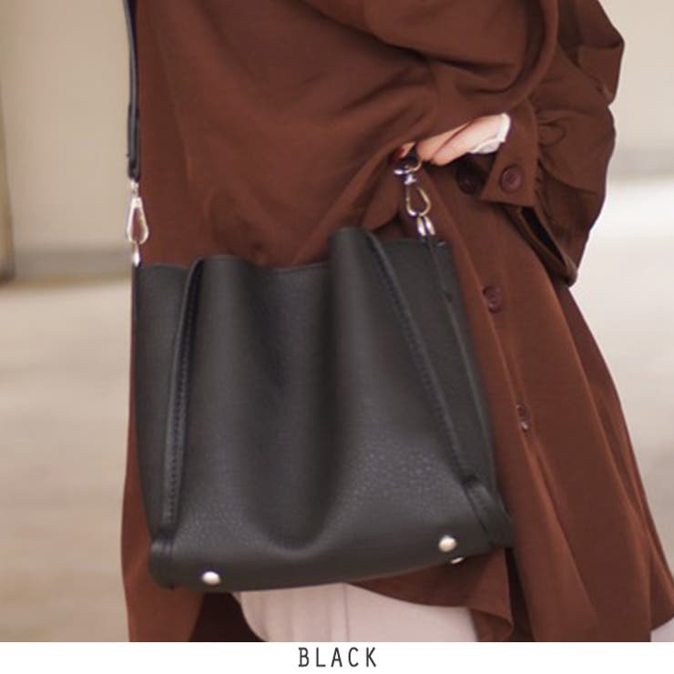 ブラック | ポーチ付き 2wayトートバッグ | RAKUku