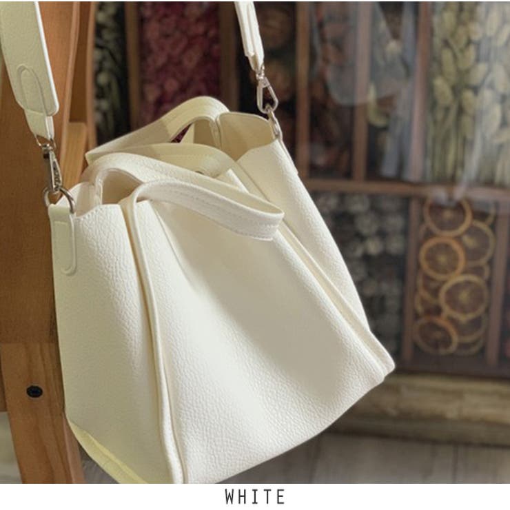 ホワイト | ポーチ付き 2wayトートバッグ | RAKUku