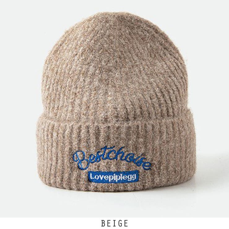 ベージュ | ワッペン ニット帽 ビーニー カジュアル 5color | RAKUku