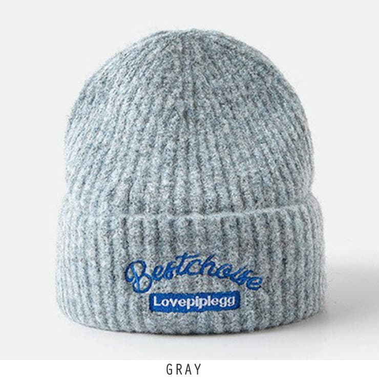 グレー | ワッペン ニット帽 ビーニー カジュアル 5color | RAKUku